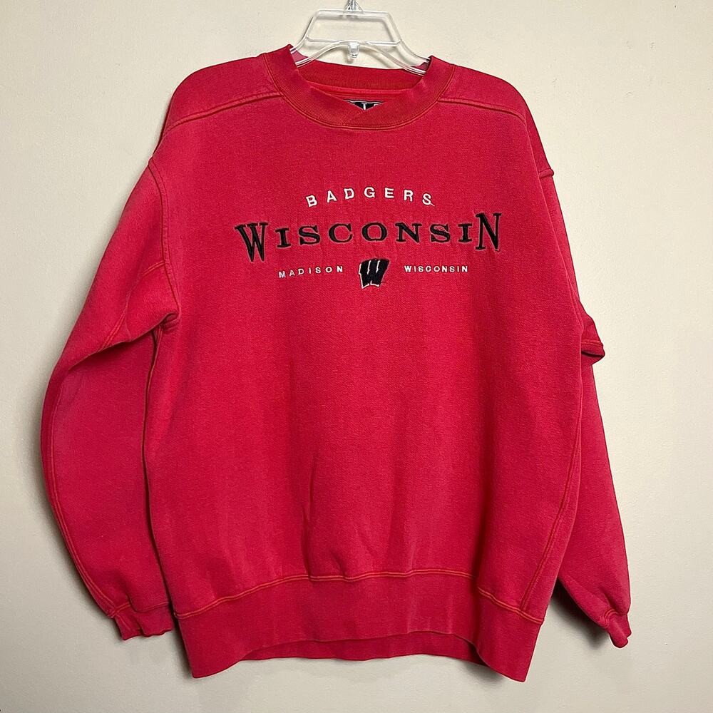 Vintage Galt Sands Wisconsin Badgers Crewneck Sweatshirt Red Black Collegiate M